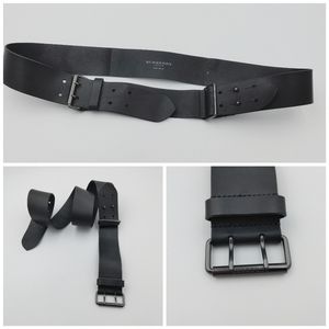 BURBERRY Gun Metal Leather Belt Size XL/XXL